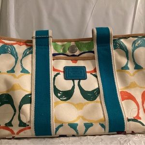 Coach rainbow scribble tote